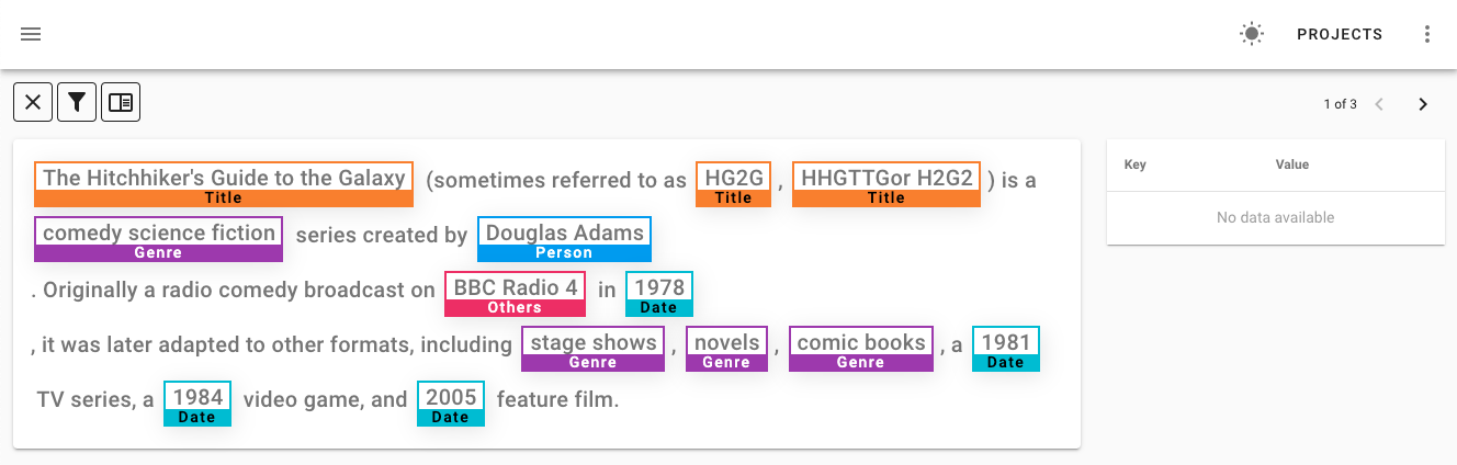 Annotating named entities.